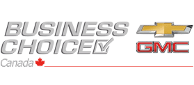 Logo of Business Choice Canada featuring Chevrolet and GMC branding, emphasizing their partnership and automotive services.