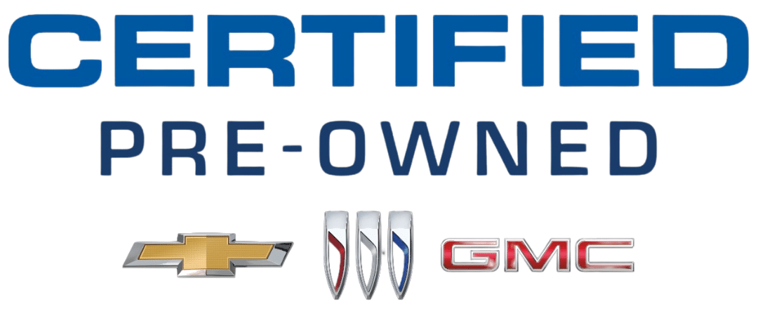 Certified Pre-Owned program logo featuring Chevrolet and GMC brand emblems, emphasizing quality and reliability in used vehicles.